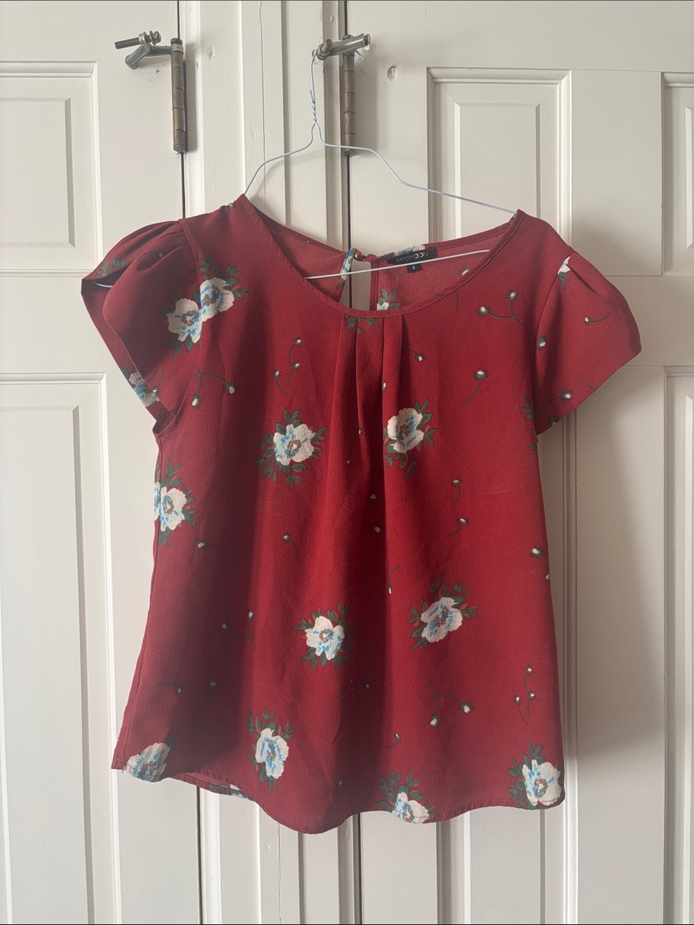 Papermoon Red Floral Short Sleeve Blouse
